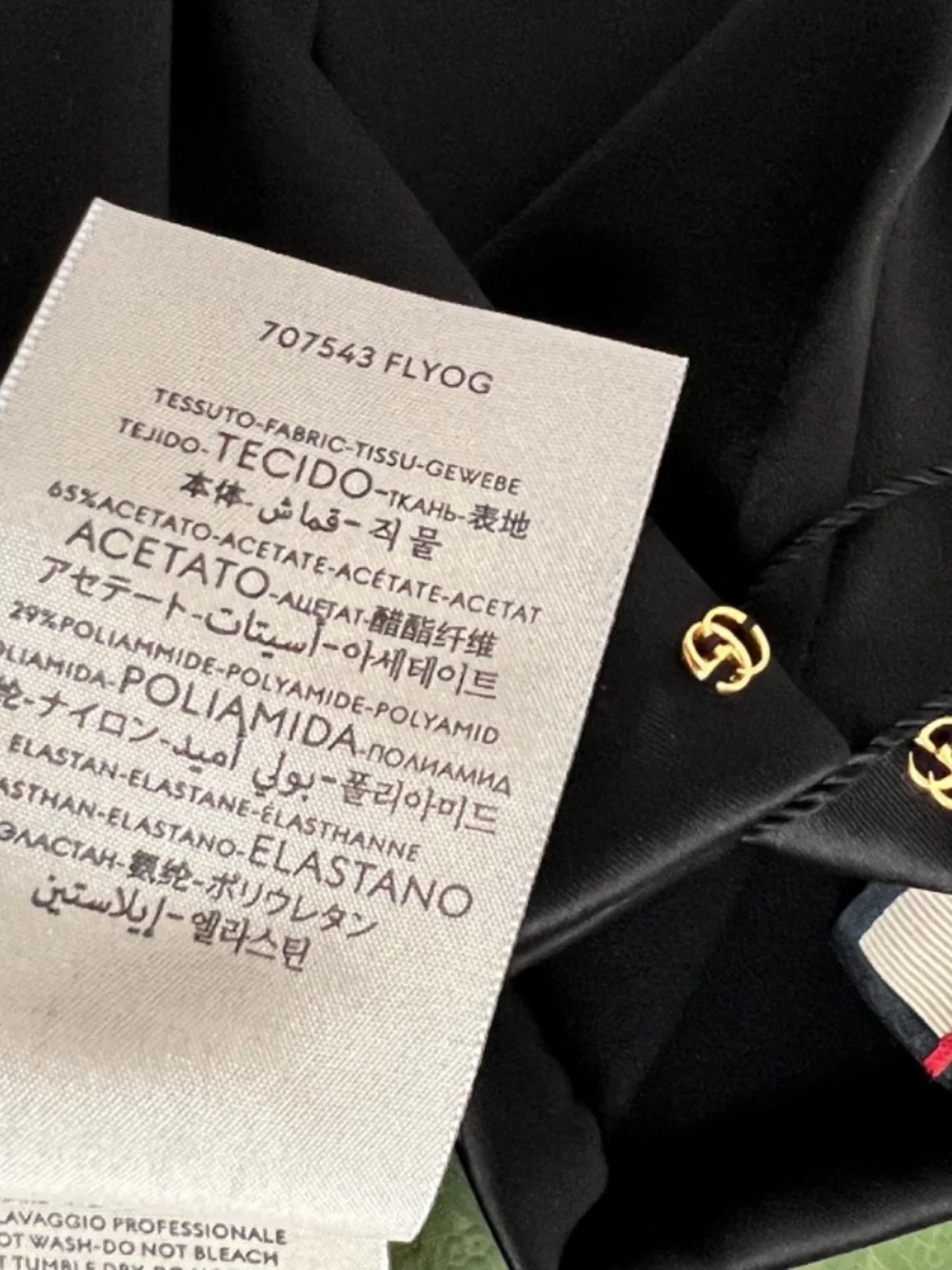 Gucci Black Gloves Long Opera Double GG Size Small Polyamide Acetate Elastane